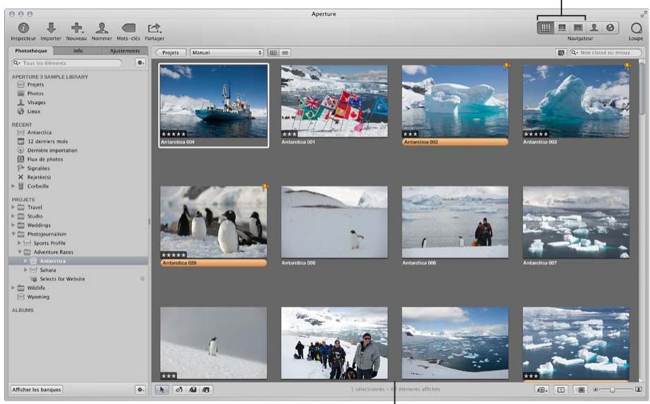 APPLE APERTURE 3.4 - Changement de la présentation de la fenêtre principale - 1