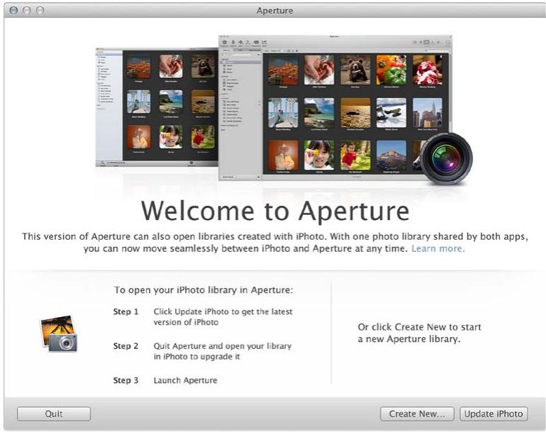 APPLE APERTURE 3.4 - Pour ouvrir aperture pour la première fois - 1