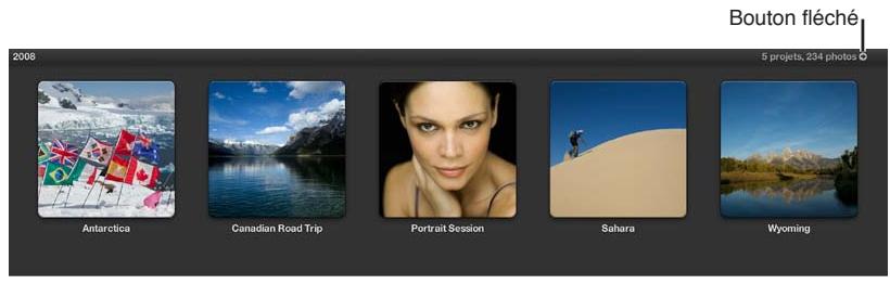 APPLE APERTURE 3.4 - Pour régler la présentation projets afin d'afficher une seule année ou un seul dossier de projets - 1