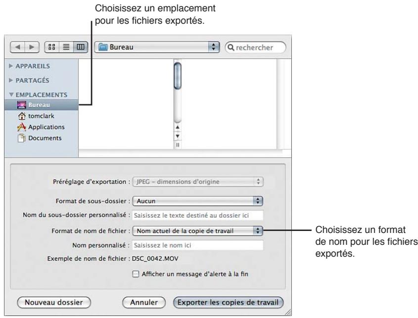 APPLE APERTURE 3.4 - Pour exporter des copies de travail de clips audio et vidéo - 1