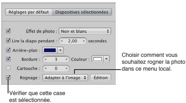 APPLE APERTURE 3.4 - Définition du rognage de certaines diapositives - 1