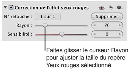 APPLE APERTURE 3.4 - Pour modifier la taille d'un repère yeux rouges - 2
