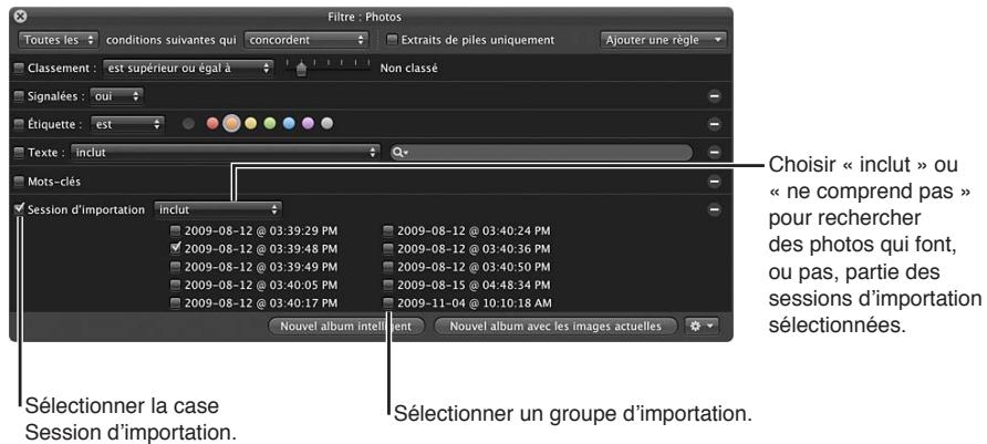 APPLE APERTURE 3.4 - Pour rechercher des photos en fonction de la session d'importation - 1