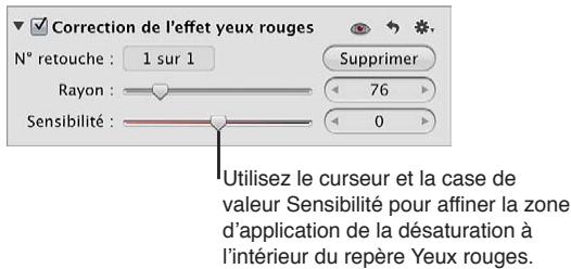 APPLE APERTURE 3.4 - Pour ajuster la sensibilité d'un repère yeux rouges - 1