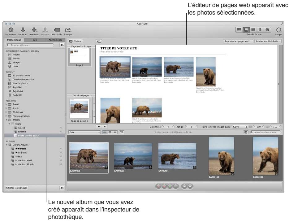 APPLE APERTURE 3.4 - Pour créer un album de type page web à partir des photos sélectionnées - 1