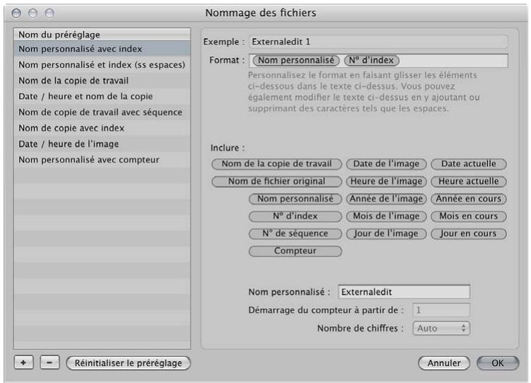 APPLE APERTURE 3.4 - Pour créer un format de nom personnalisé - 1
