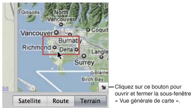 APPLE APERTURE 3.4 - Pour ouvrir et fermer la sous-fenêtre « aperçu de la carte - 1