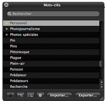 APPLE APERTURE 3.4 - Pour afficher ou masquer la palette de mots-clés - 1