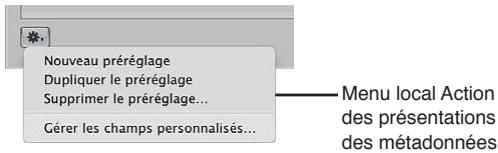 APPLE APERTURE 3.4 - Pour créer une nouvelle présentation de métadonnées - 1
