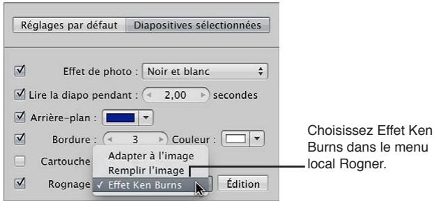 APPLE APERTURE 3.4 - Application d'un effet ken burns à certaines diapositives - 1