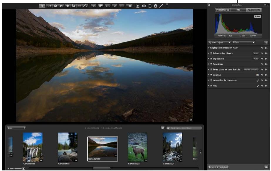 APPLE APERTURE 3.4 - Utilisation des palettes en présentation plein écran - 1