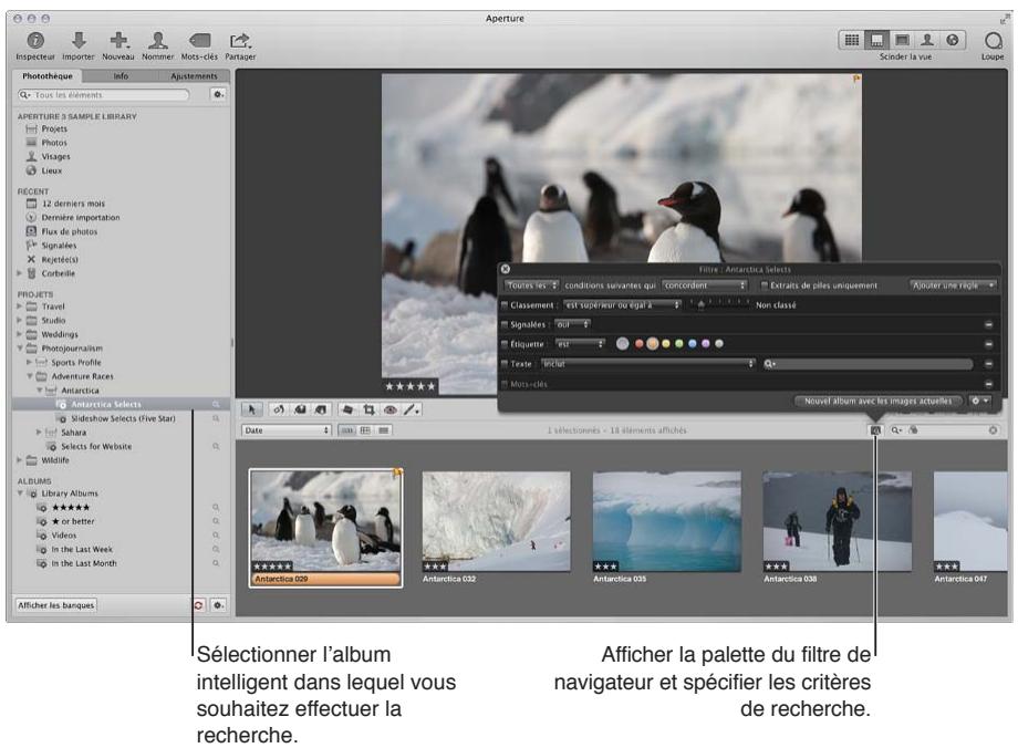 APPLE APERTURE 3.4 - Pour rechercher des photos dans un album intelligent - 1