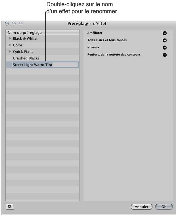 APPLE APERTURE 3.4 - Pour renommer un effet - 2