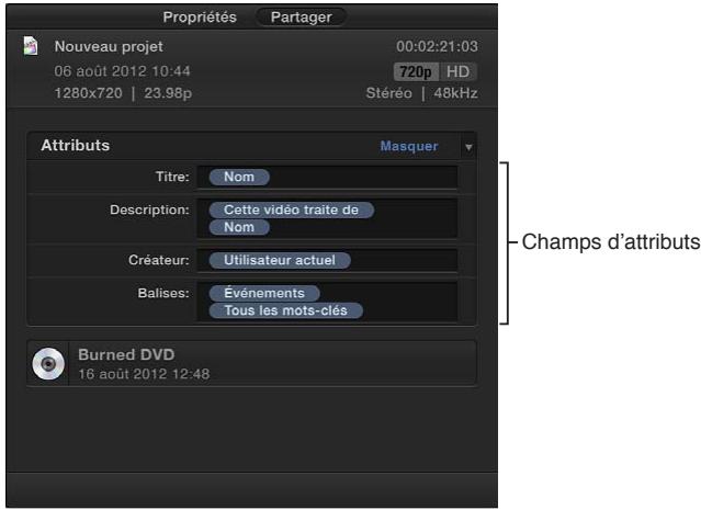 APPLE FINAL CUT PRO X - Modification des attributs de partage - 1
