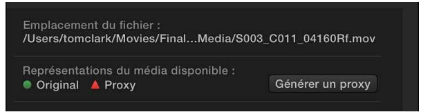 APPLE FINAL CUT PRO X - Génération d'un fichier proxy depuis l'inspecteur d'informations - 4