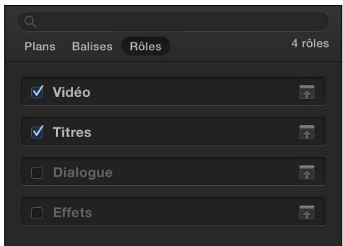 APPLE FINAL CUT PRO X - Affichage d'une liste d'éléments dans l'index de la timeline - 7