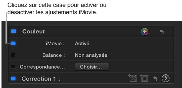 APPLE FINAL CUT PRO X - Activation ou déactivation des ajustements imovie d'un plan - 1