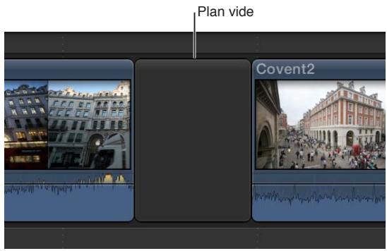 APPLE FINAL CUT PRO X - Insertion d'un plan vide ou de repère d'emplacement dans la timeline - 2