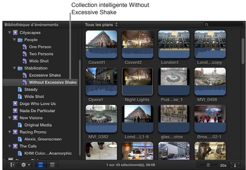 APPLE FINAL CUT PRO X - Affichage du contenu d'une collection intelligente - 1