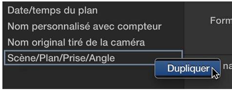 APPLE FINAL CUT PRO X - Création d'une copie d'un préréglage d'attribution de nom existant - 1
