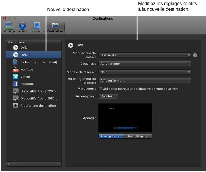 APPLE FINAL CUT PRO X - Création d'une nouvelle destination - 2