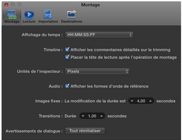 APPLE FINAL CUT PRO X - Modification des préférences - 1
