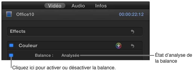 APPLE FINAL CUT PRO X - Équilibrage des couleurs d'un plan - 2