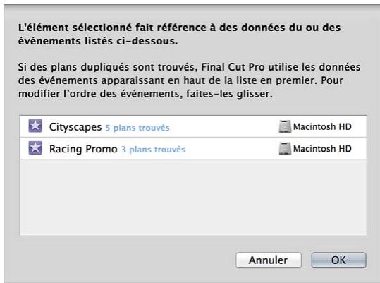 APPLE FINAL CUT PRO X - Définition de l'ordre de référencement d'événements par un projet - 4
