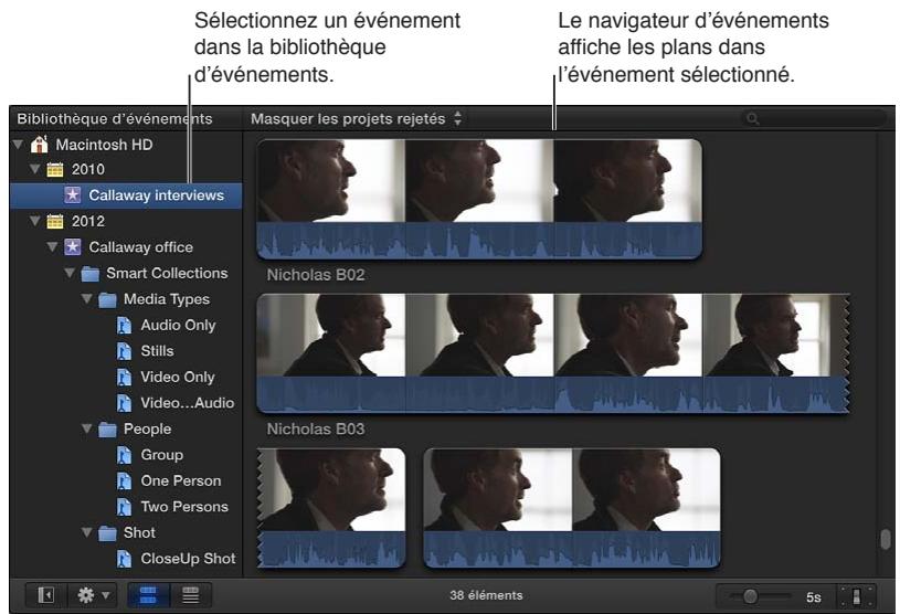 APPLE FINAL CUT PRO X - Présentation des événements et des plans - 1