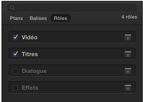 APPLE FINAL CUT PRO X - Activation ou déactivation des rôles - 1