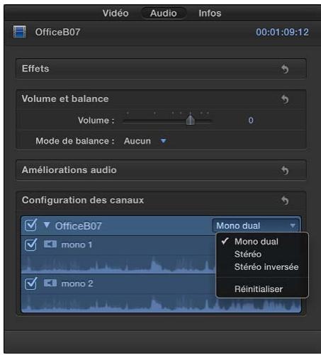 APPLE FINAL CUT PRO X - Modification de la configuration des canaux - 1