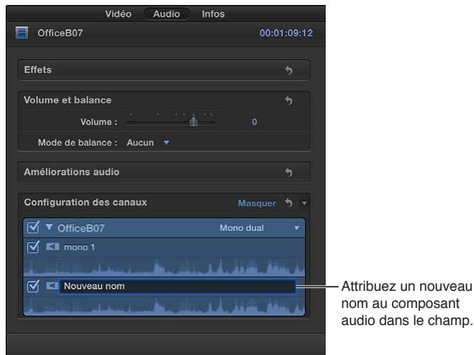 APPLE FINAL CUT PRO X - Réattribution du nom d'un composant - 1