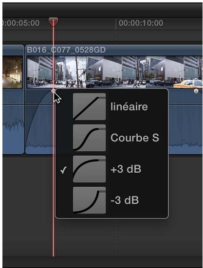 APPLE FINAL CUT PRO X - Changement de la forme d'un fondu à l'aide de poignées de fondu - 1