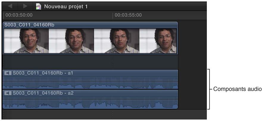 APPLE FINAL CUT PRO X - Exemple : trim audio dans un composant audio - 1