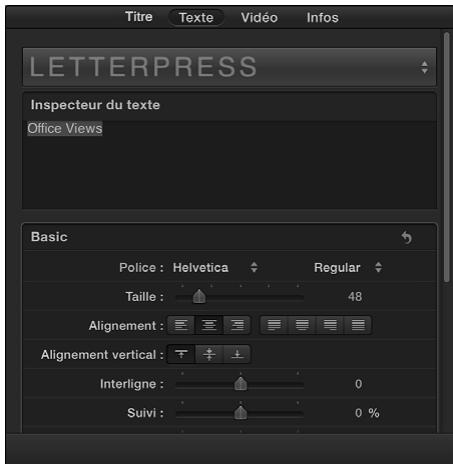 APPLE FINAL CUT PRO X - Modification du style du texte d'un titre - 1