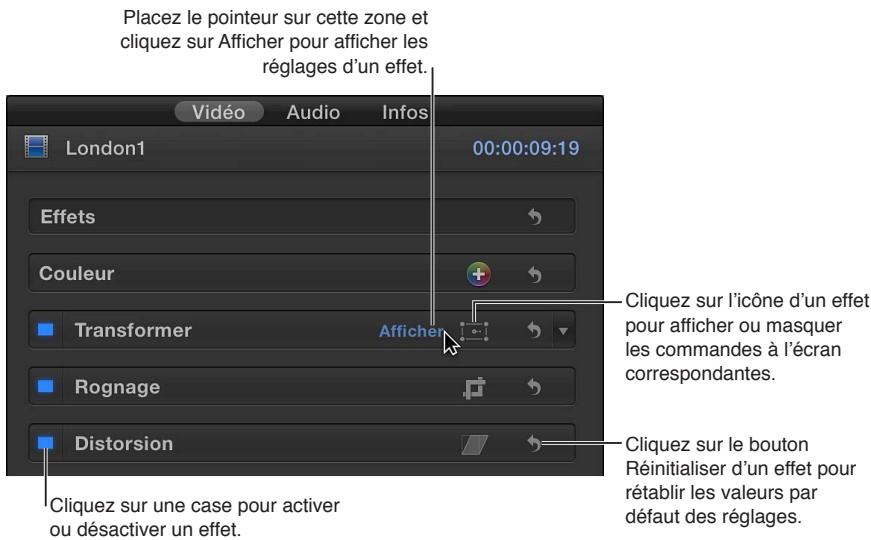 APPLE FINAL CUT PRO X - Déactualisation ou réinitialisation de l'effet - 1