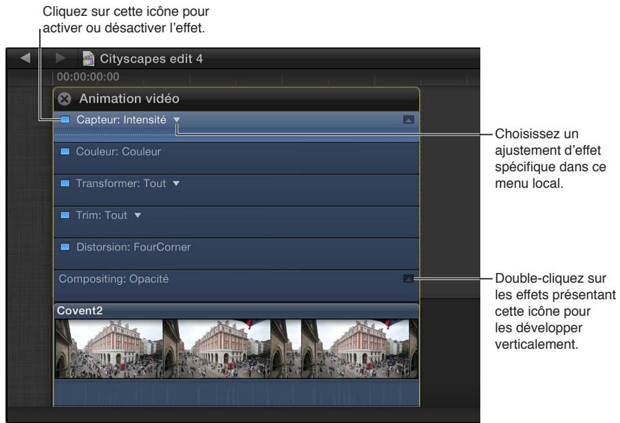 APPLE FINAL CUT PRO X - Ajustement d'un effet dans l'éditeur d'animation vidéo - 1