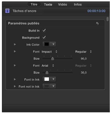 APPLE FINAL CUT PRO X - Ajustement des réglages d'un titre - 1