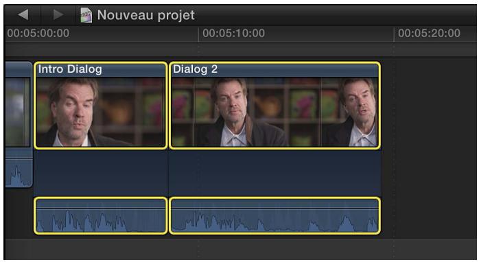 APPLE FINAL CUT PRO X - Création manuelle d'un fondu enchaîné à l'aide des poignées de fondu - 1