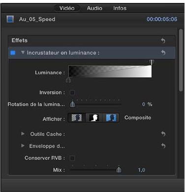 APPLE FINAL CUT PRO X - Ajustements avancés de l'incrustation en luminance - 2