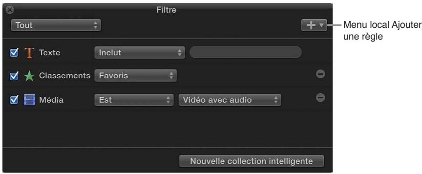 APPLE FINAL CUT PRO X - Recherche des plans selon une combinaison de critères - 1
