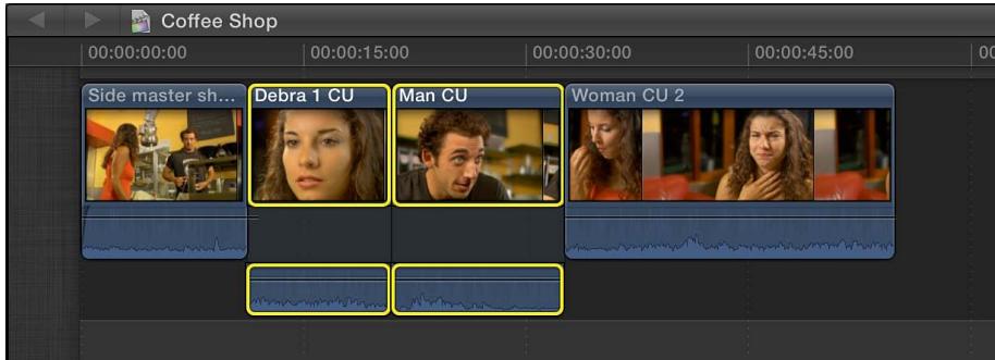 APPLE FINAL CUT PRO X - Création d'un montage scindé à l'aide de raccourcis clavier - 1