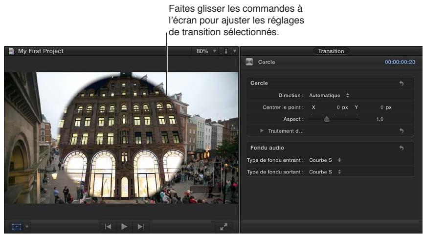APPLE FINAL CUT PRO X - Ajustement des transitions dans l'inspecteur de transition et dans le visualiseur - 1