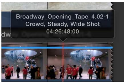 APPLE FINAL CUT PRO X - Affichage des mots-clés dans la fenêtre informations du skimmer - 1