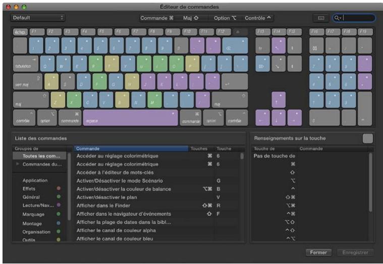 APPLE FINAL CUT PRO X - Affichage des raccourcis clavier - 1