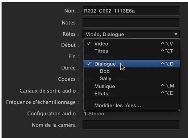 APPLE FINAL CUT PRO X - Affichage et réattribution de rôles dans l'inspecteur d'informations - 2