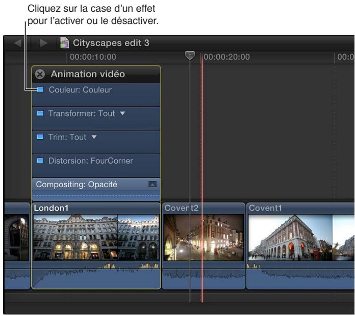APPLE FINAL CUT PRO X - Déactualisation ou réinitialisation de l'effet - 2
