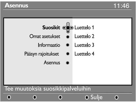 PHILIPS 42PF7520D - Suosikkiluettelon määrittäminen - 2