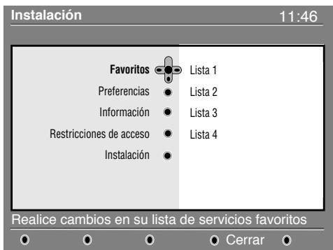 PHILIPS 42PF7520D - Configuración de su lista de favoritos - 1