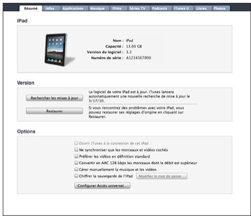APPLE IPAD PRO 12 - Sous-fenêtres des réglages ipad dans itunes - 1